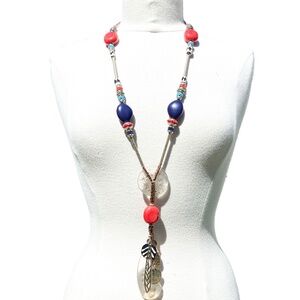 CHICO'S mixed bead boho /Tribal tassel necklace